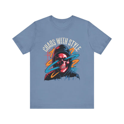 Chaos With Style Phantom Swipe Tee – Streetwear Skull Hoodie Shirt with Urban Electric Vibes