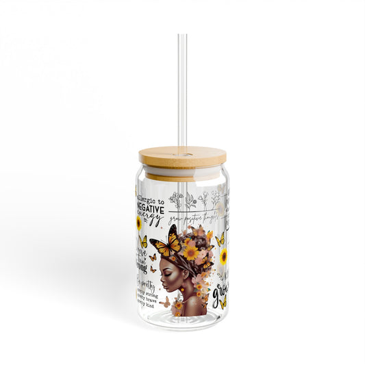 Beautiful Black Woman Sipper Glass, 16oz
