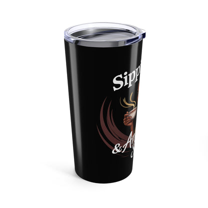 Sippin’ Tea and Ancestral Strength Tumbler – Funny Black Girl Travel Cup, July 4th Pride Mug, Unapologetic Black Woman Gift