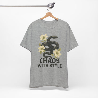 Snake Shirt Gothic Floral Tee | Chaos With Style Snake Graphic | Serpent & Flower Streetwear Top