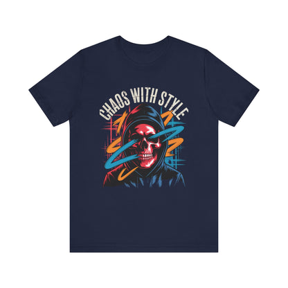 Chaos With Style Phantom Swipe Tee – Streetwear Skull Hoodie Shirt with Urban Electric Vibes