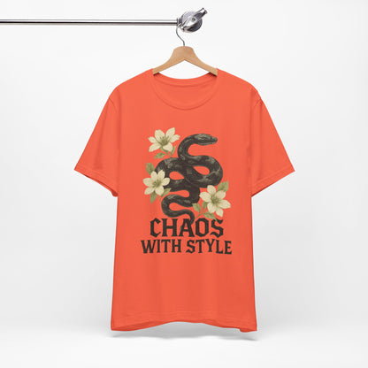 Snake Shirt Gothic Floral Tee | Chaos With Style Snake Graphic | Serpent & Flower Streetwear Top
