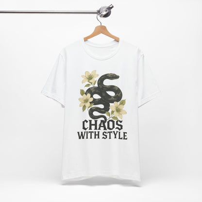Snake Shirt Gothic Floral Tee | Chaos With Style Snake Graphic | Serpent & Flower Streetwear Top