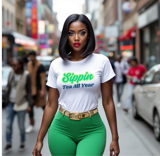 Sippin' Tea All Year Unisex Tee - Fun & Casual Short Sleeve Shirt for Tea Lovers