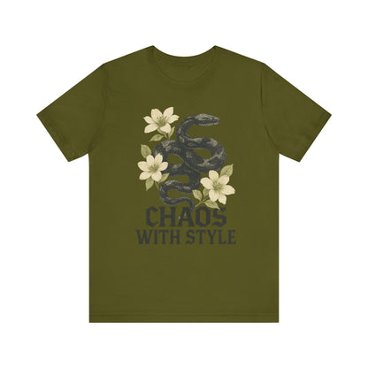 Snake Shirt Gothic Floral Tee | Chaos With Style Snake Graphic | Serpent & Flower Streetwear Top