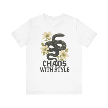 Snake Shirt Gothic Floral Tee | Chaos With Style Snake Graphic | Serpent & Flower Streetwear Top