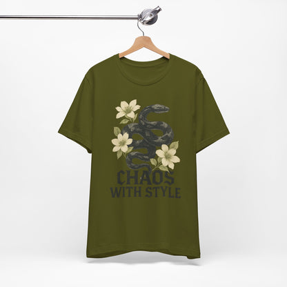 Snake Shirt Gothic Floral Tee | Chaos With Style Snake Graphic | Serpent & Flower Streetwear Top