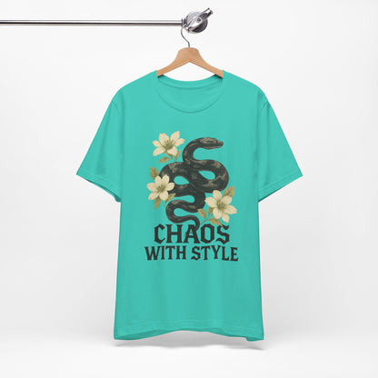 Snake Shirt Gothic Floral Tee | Chaos With Style Snake Graphic | Serpent & Flower Streetwear Top