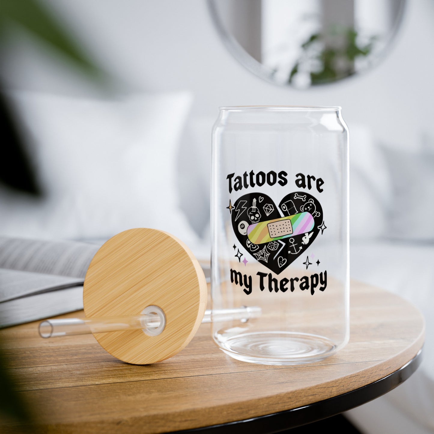 Tattoos Are My Therapy Sipper Glass, 16oz