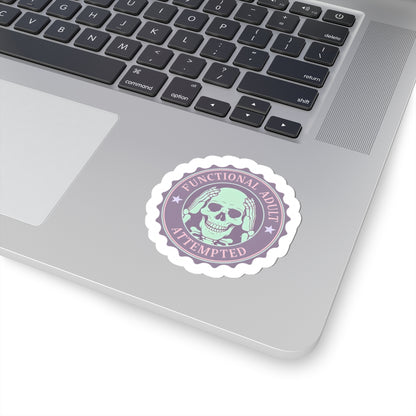 Functional Adult Attempted Skull Kiss-Cut Stickers, Laptop Decals, Planner Stickers, Funny Gifts, Self-care Decor