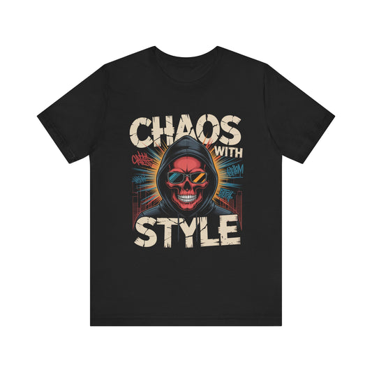 Skull Graphic Tee - Chaos with Style, Unisex T-Shirt, Edgy Apparel, Halloween Costume, Grunge Style Fashion, Gift for Him/Her