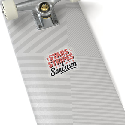 Stars Stripes & Sarcasm Kiss-Cut Stickers - Fun Vinyl Decals for Laptops, Water Bottles, Journals, and Party Favors