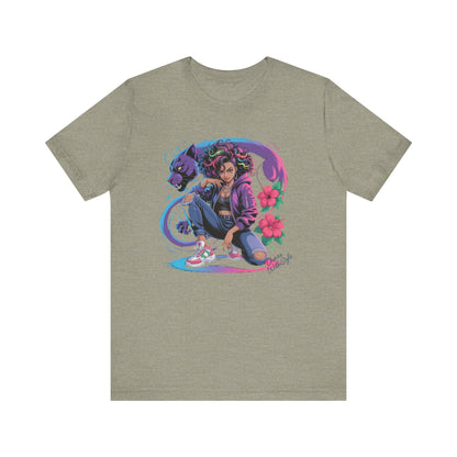 Anime Streetwear Shirt | Chaos With Style Kaida Graphic Tee | Hibiscus Panther Anime Top