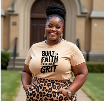 Built on Faith, Fueled by Grit – Christian Empowerment Shirt | Faith-Based Motivational Tee | Bella+Canvas Unisex T-Shirt