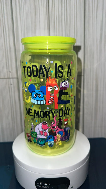 Inside out today is a core memory day kids acrylic cup