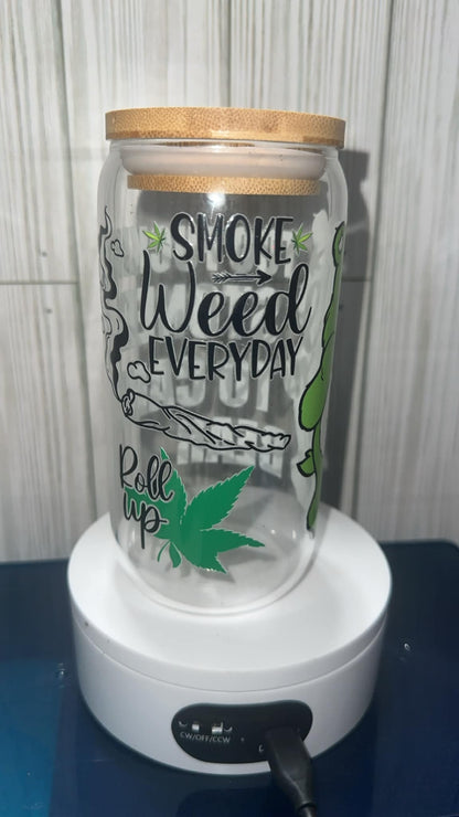 Stoned care bear glass tumbler cup