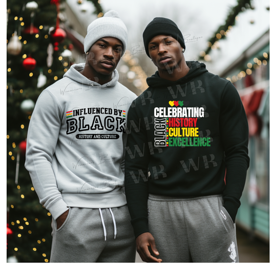 Hooded Sweatshirt - Celebrating Black History & Excellence (Black design)